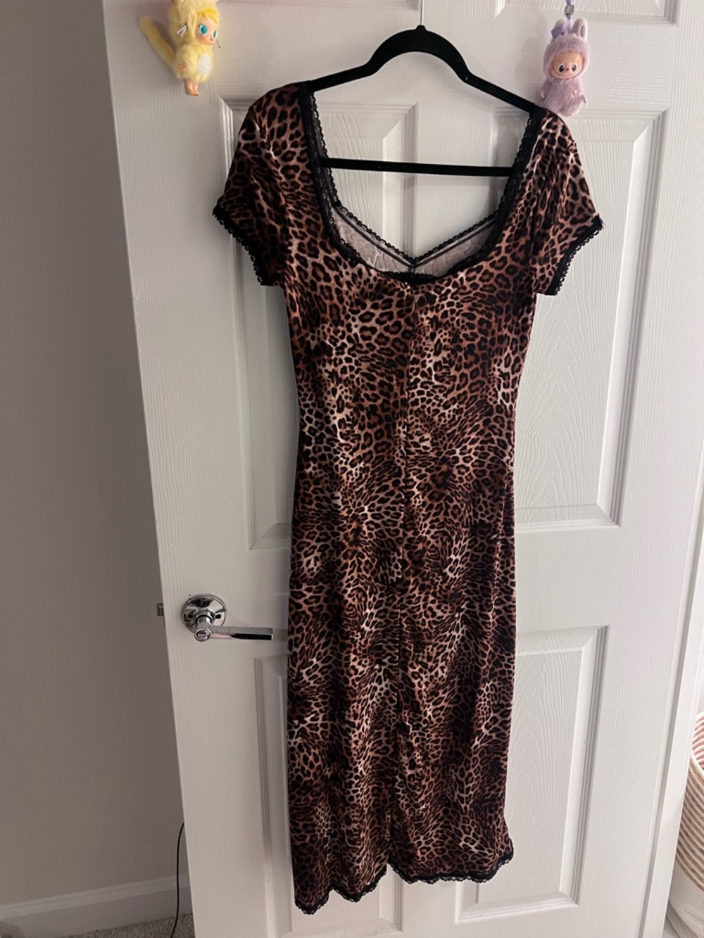 Fashion Nova Leopard Midi Dress in Brown and Black